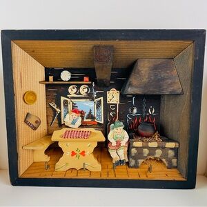 Anri From Italy Wooden Handmade/Painted  3D Diorama Vintage Wall Art Shadowbox